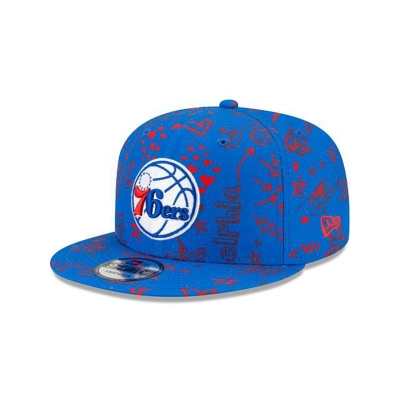 Sapca New Era Philadelphia 76ers NBA Doodle 9FIFTY Snapback - Albastri